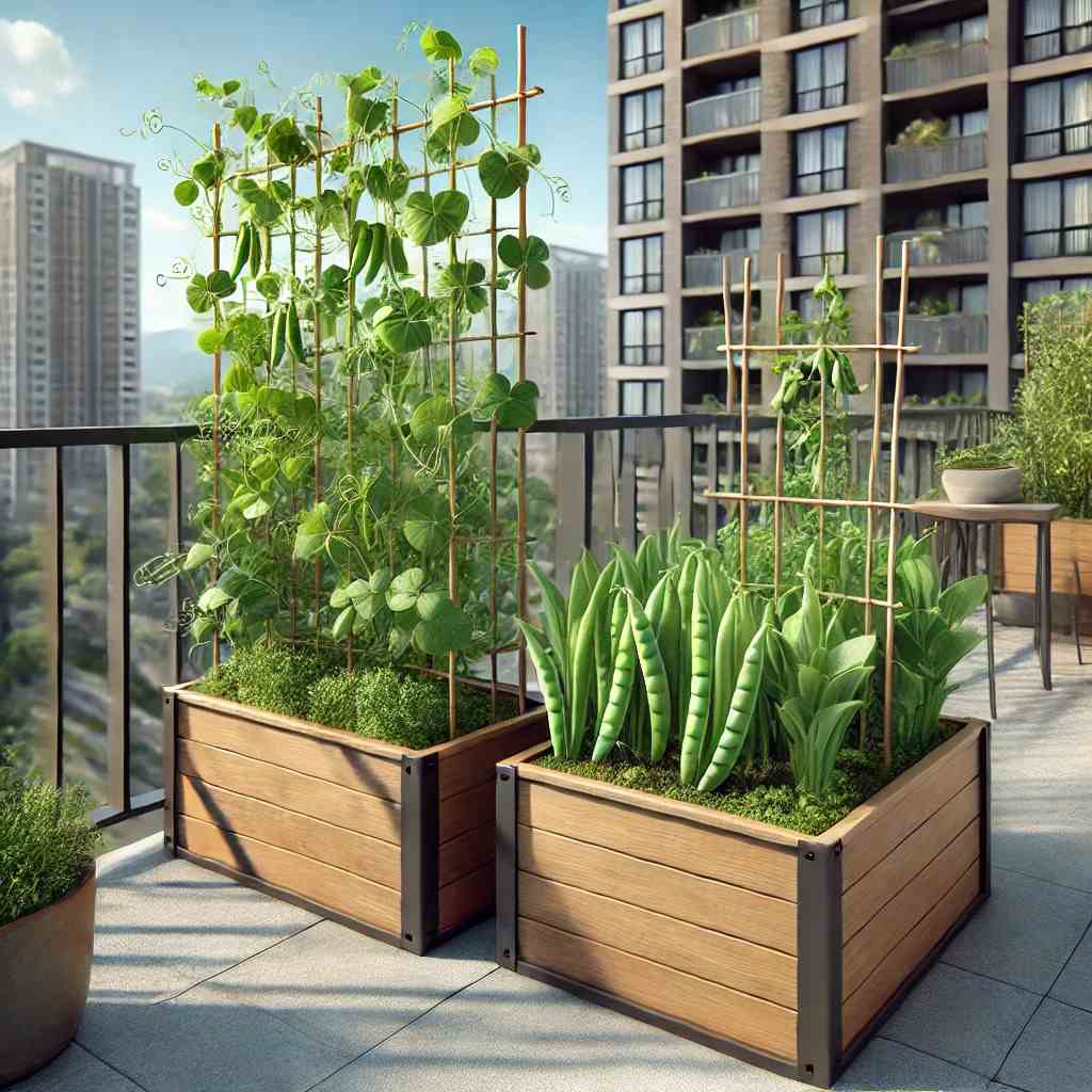 haricots et petits pois en jardinière